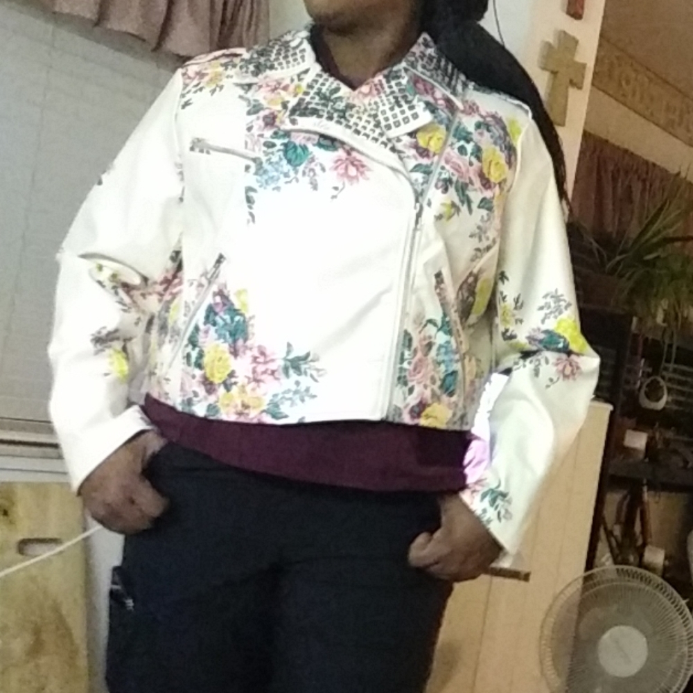 Rhinestone and Floral Cream Waist Coat